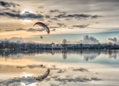 Paraglider over Tonbridge Floods